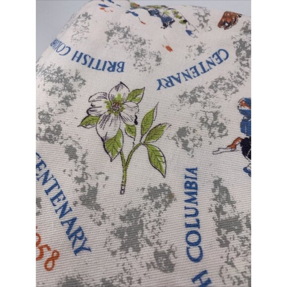 British Columbia Centenary Fabric 1858-1958 Totem Poles Loggers Dogwood 80 x 36 - Picture 5 of 6